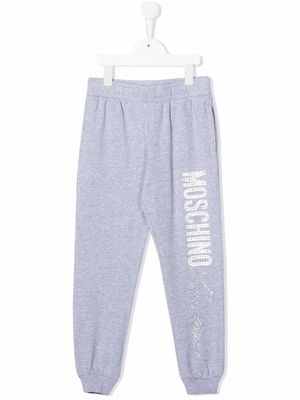 Moschino Kids embellished-logo jogging trousers - Grey