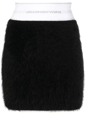 Alexander Wang furry-texture logo-waistband mini skirt - Black