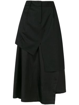 Goen.J layered asymmetric skirt - Black