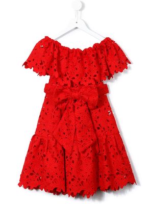 Little Bambah crochet off-shoulder dress - Red