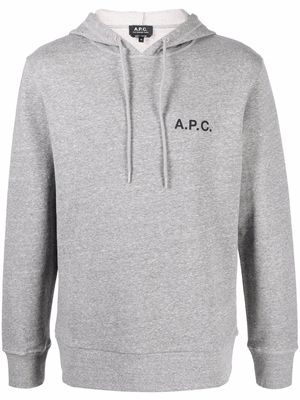 A.P.C. logo-print pullover hoodie - Grey