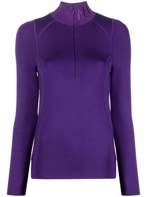 Nina Ricci logo-embroidered knitted top - Purple