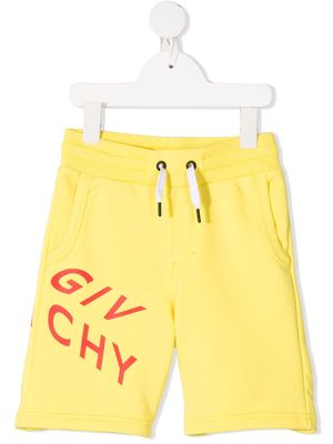 Givenchy Kids logo print drawstring shorts - Yellow