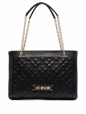 Love Moschino logo-lettering quilted tote bag - Black