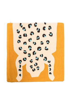 Cold Picnic leopard-print square cushion case - Yellow