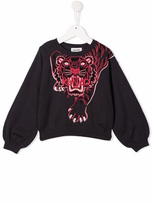 Kenzo Kids tiger-motif cotton sweatshirt - Grey