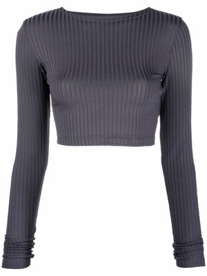 Styland ribbed-knit cropped top - Grey