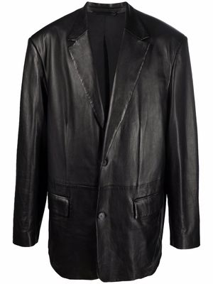 Balenciaga single-breasted leather blazer - Black