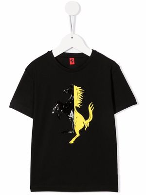 Ferrari Kids two-tone logo print T-shirt - Black