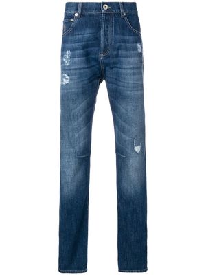 Brunello Cucinelli distressed straight leg jeans - Blue