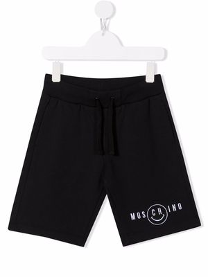 Moschino Kids embroidered-logo shorts - Black
