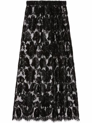 Gucci crystal-embellished floral-lace skirt - Black