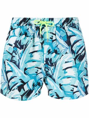 PAUL SMITH leaf-print swim shorts - Blue