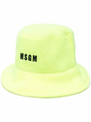 MSGM embroidered-logo hat - Yellow