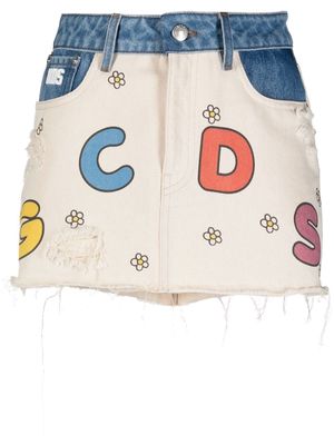 Gcds Little Miss Sunshine denim skirt - White
