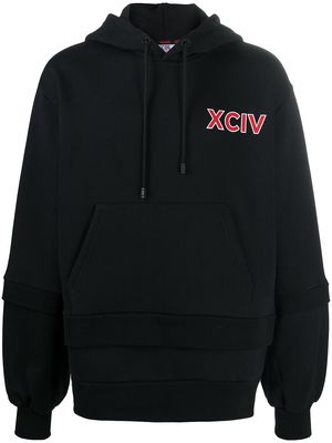 Gcds logo drawstring hoodie - Black