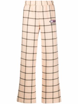 PACCBET logo-embroidered check trousers - Neutrals
