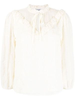 LIU JO ruffle-trim cotton blouse - Neutrals