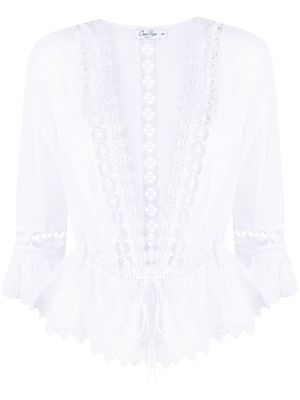 Charo Ruiz Ibiza macramé lace-trimmed top - White