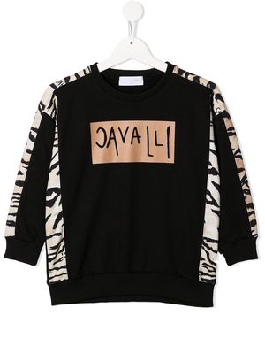 Roberto Cavalli Junior animal-logo print sweatshirt - Black