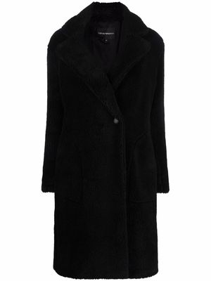 Emporio Armani debossed-logo midi coat - Black
