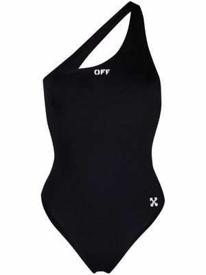 Off-White Arrow plaque one shoulder swimsuit - Black