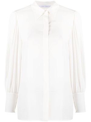 Alberta Ferretti pleated-balloon sleeve silk blouse - White