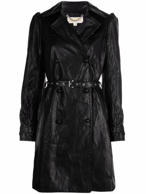 Michael Michael Kors faux-leather puff-sleeve coat - Black