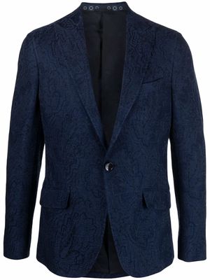 ETRO jacquard single-breasted suit jacket - Blue