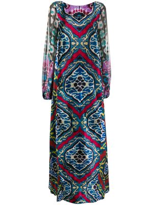 Afroditi Hera carpet-print velvet and chiffon gown - Black