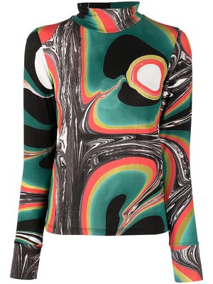colville marble-print jersey top - Green