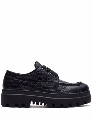 Car Shoe crocodile-effect lug sole shoes - Black