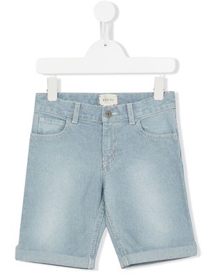 Gucci Kids striped denim shorts - Blue