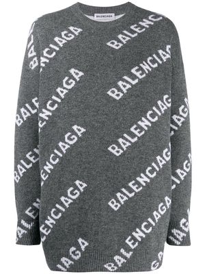 Balenciaga logo-intarsia jumper - Grey