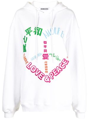 Ground Zero multi-motif embroidered hooded sweatshirt - White