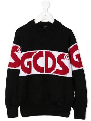 Gcds Kids colour-block logo knit jumper - Black