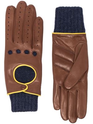 Agnelle knitted panel quilted gloves - Brown