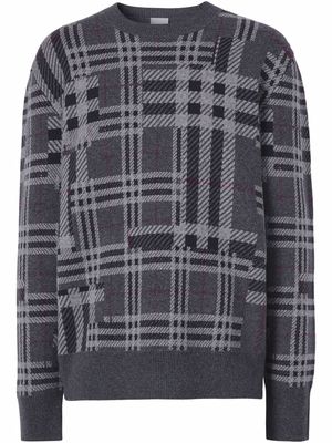 Burberry contrast-check jumper - Grey