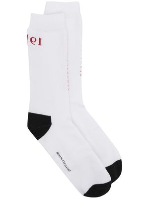 Armani Exchange stitched logo ankle socks - White