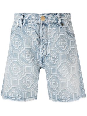 Casablanca embroidered denim shorts - Blue