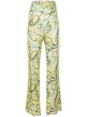Raf Simons Hippie-print silk trousers - Green