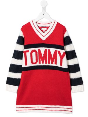 Tommy Hilfiger Junior logo intarsia knitted dress - Red