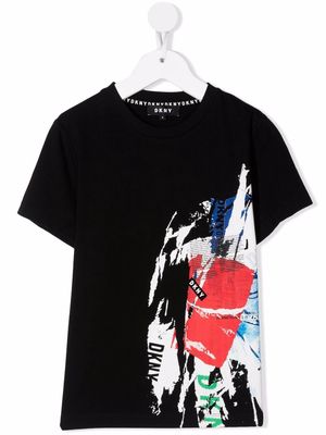 Dkny Kids abstract-print T-shirt - Black