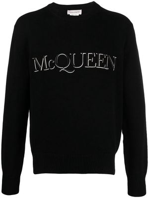 Alexander McQueen logo-embroidered knitted jumper - Black
