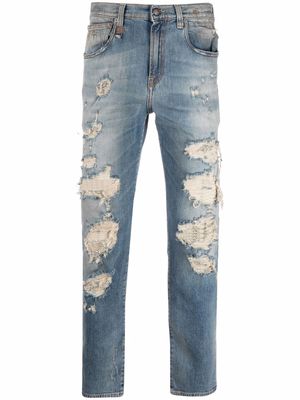 R13 distressed-effect straight-leg jeans - Blue