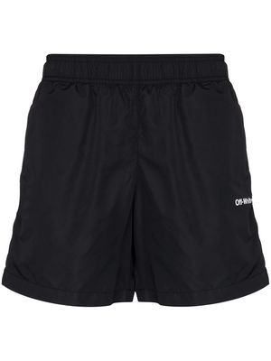 Off-White diagonal stripe-swim shorts - Black