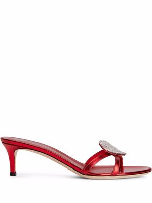 Giuseppe Zanotti crystal-heart slip-on sandals - Red