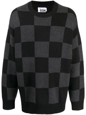 izzue checkerboard-print knitted jumper - Black