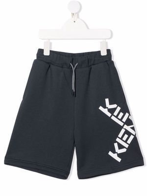 Kenzo Kids logo-print drawstring shorts - Grey