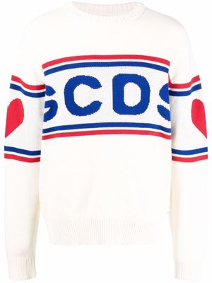 Gcds logo-knit jumper - White